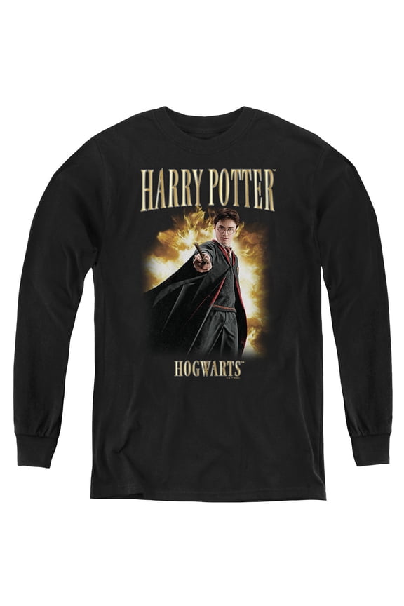 Hogwarts 90s Style Poster Youth Long Sleeve T Shirt, Black, Large