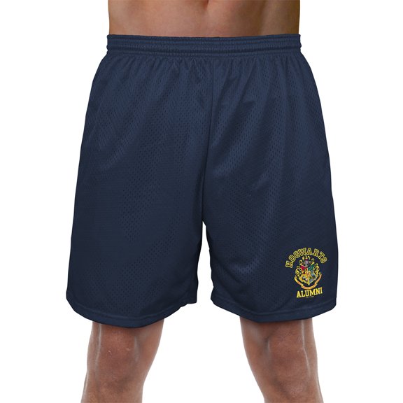 Harry Potter Hogwarts Alumni Crest Mens Lined Mesh Shorts, Navy, X-Large