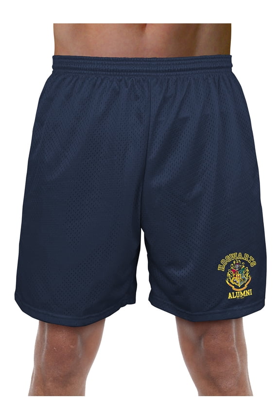 Hogwarts Alumni Crest Mens Lined Mesh Shorts, Navy, X-Large