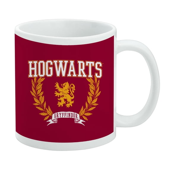 Harry Potter Hogwarts Arched Gryffindor Leaves Ceramic Coffee Mug, Novelty Gift Mugs for Coffee, Tea and Hot Drinks, 11oz, White