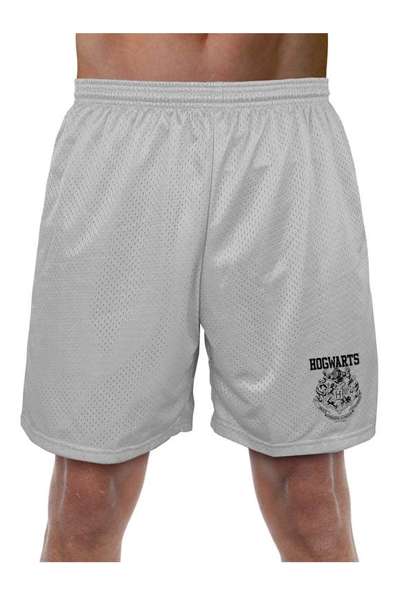 Hogwarts Athletic Mens Lined Mesh Shorts, Silver, X-Large