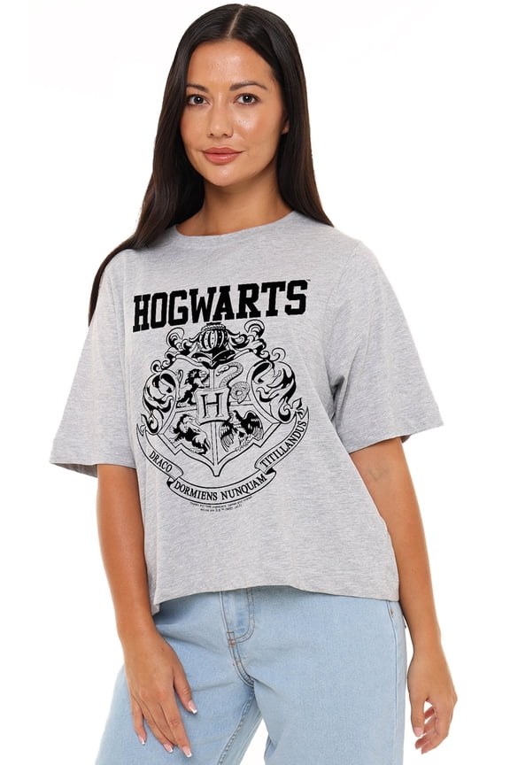 Hogwarts Athletic Women's Boxy Cropped T-Shirt Casual Graphic Tee