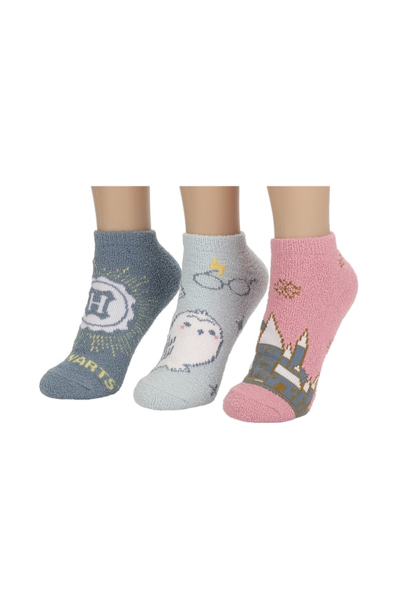 Harry Potter Hogwarts Castle And Hedwig Womens Cozy Ankle Socks 3 Pack