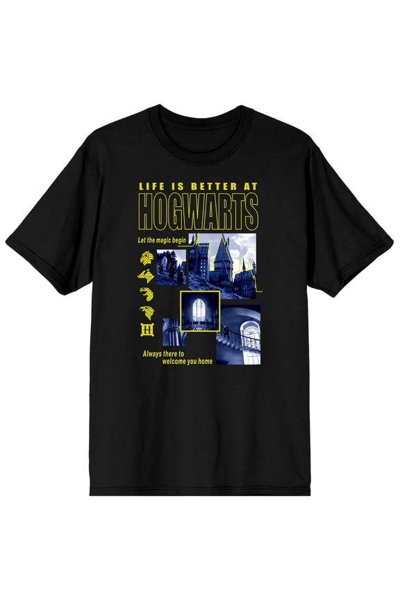 Harry Potter Hogwarts Castle Men's Black T-shirt-XXL