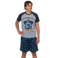 thumbnail image 1 of Harry Potter Hogwarts Castle Men's House Crest 2 Piece Raglan Pajama Short Set Gryffindor Slytherin Ravenclaw Hufflepuff, 1 of 7