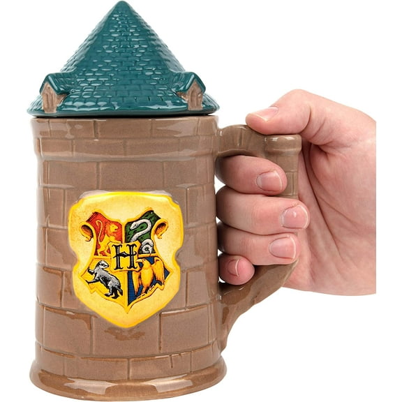 Harry Potter Hogwarts Castle Mug, Large 30 oz - Ceramic Lidded Beer Stein - For Coffee, Tee, Butterbeer & More - Book & Movie Decor Gift for Teens, Men, Women, Adults