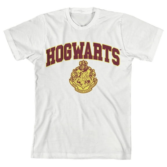 Harry Potter Hogwarts Castle School Crest Youth White T-shirt-Medium