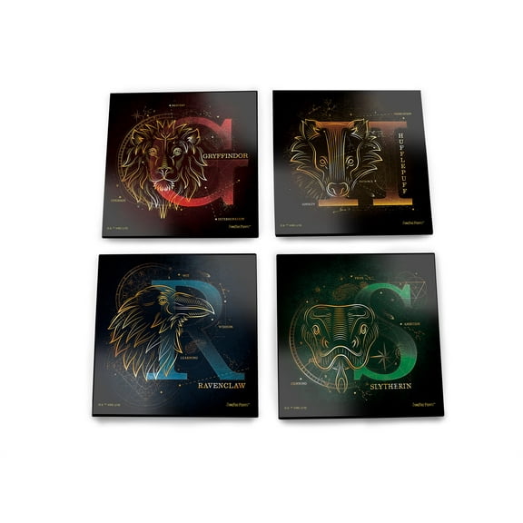 Harry Potter (Hogwarts Celestial House Crests) StarFire Prints Glass Coaster Set of Four