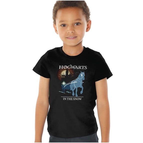 Harry Potter Hogwarts Christmas In The Snow Kids T Shirt (3) for Toddler Boys and Girls, Black