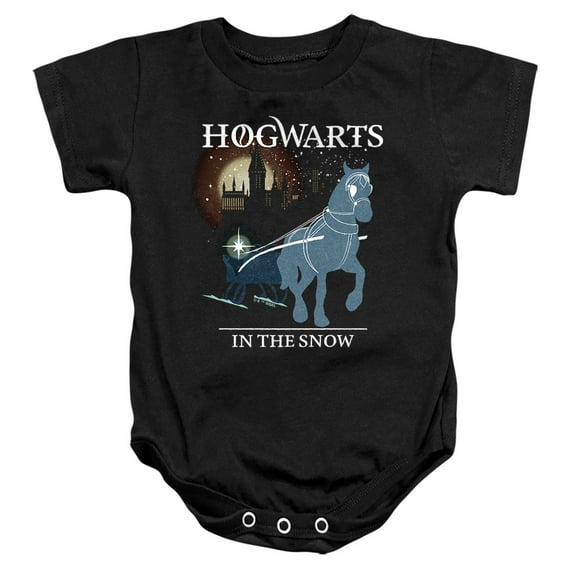 Harry Potter Hogwarts Christmas In The Snow Unisex Infant Snap Suit for Baby, Black, Large