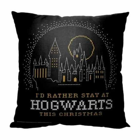 Harry Potter Hogwarts Christmas Woven Style Warner Bros Kids Pillow, 18 x 18 inches