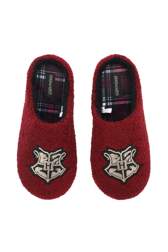 Harry Potter Hogwarts Crest Adult Red Scuff Slippers-M