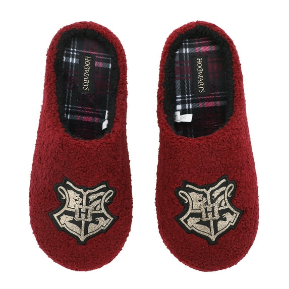 Harry Potter Hogwarts Crest Adult Red Scuff Slippers-M