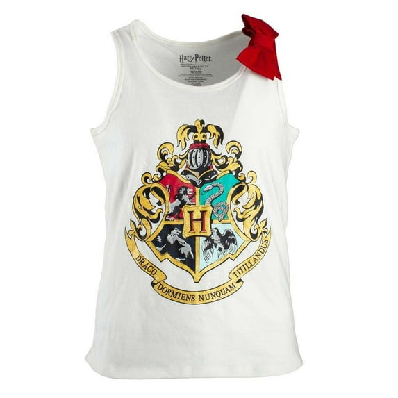 Harry Potter Hogwarts Crest Girls Youth 7-16 White Tank Top-Large