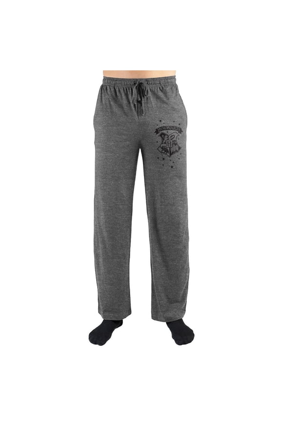 Harry Potter Hogwarts Crest Grey Sleep Pajama Pants-Large