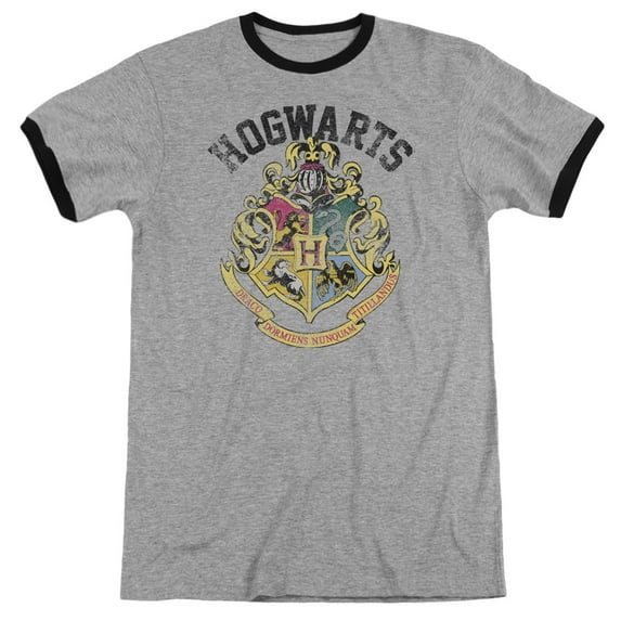 Harry Potter - Hogwarts Crest - Heather Ringer Short Sleeve Shirt - XX-Large