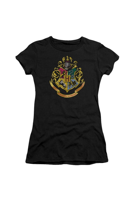 - Hogwarts Crest - Juniors Teen Girls Cap Sleeve Shirt - Small