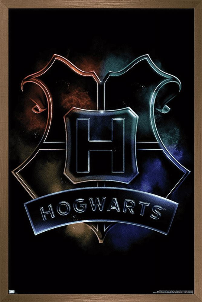 Trends International Harry Potter - Slytherin Crest Magic Framed Wall  Poster Prints Black Framed Version 14.725 x 22.375