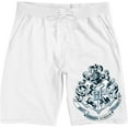 thumbnail image 1 of Harry Potter Hogwarts Crest Men's White Graphic Sleep Shorts-Large, 1 of 4