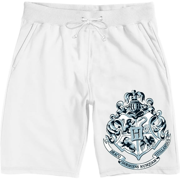 Harry Potter Hogwarts Crest Men's White Graphic Sleep Shorts-XXL