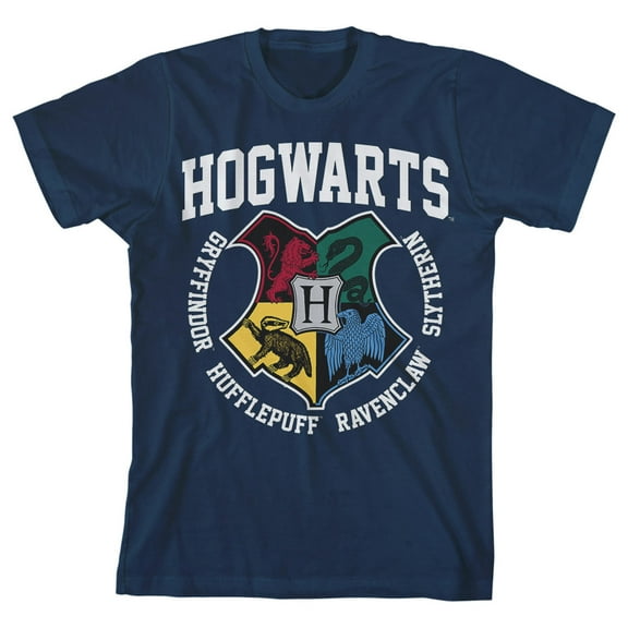 Harry Potter Hogwarts Crest Navy Boy's Short-Sleeve T-shirt-S