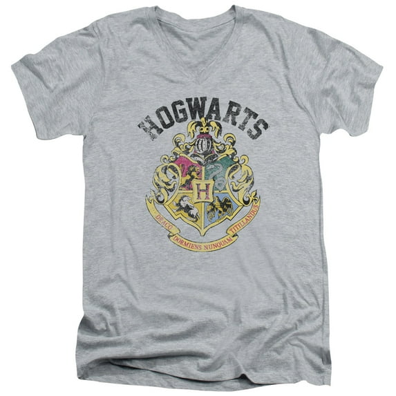 Harry Potter - Hogwarts Crest - Slim Fit V Neck Shirt - Small
