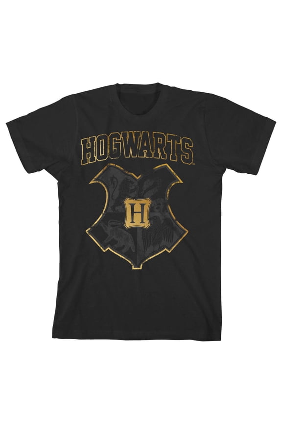 Harry Potter Hogwarts Crest Toddler Boy's Black T-shirt-3T