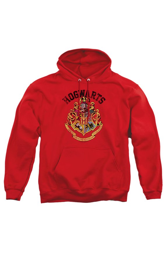 Hogwarts Crest Unisex Adult Pull-Over Heather Hoodie, Small, Red