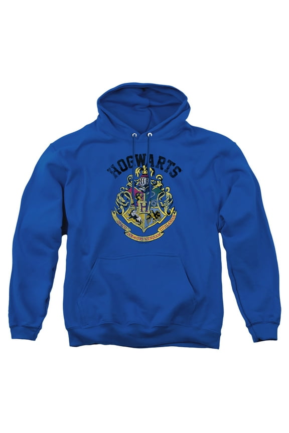 Hogwarts Crest Unisex Adult Pull-Over Heather Hoodie, Small, Royal