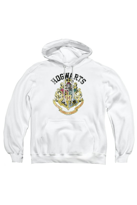 Hogwarts Crest Unisex Adult Pull-Over Heather Hoodie, Small, White