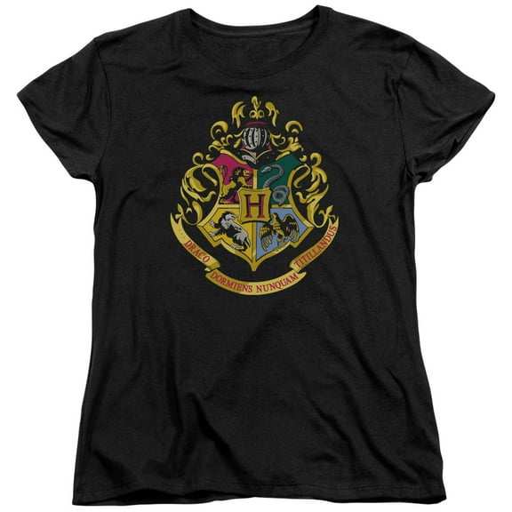 Harry Potter Hogwarts Crest Women's T Shirt (2X-Large) Black