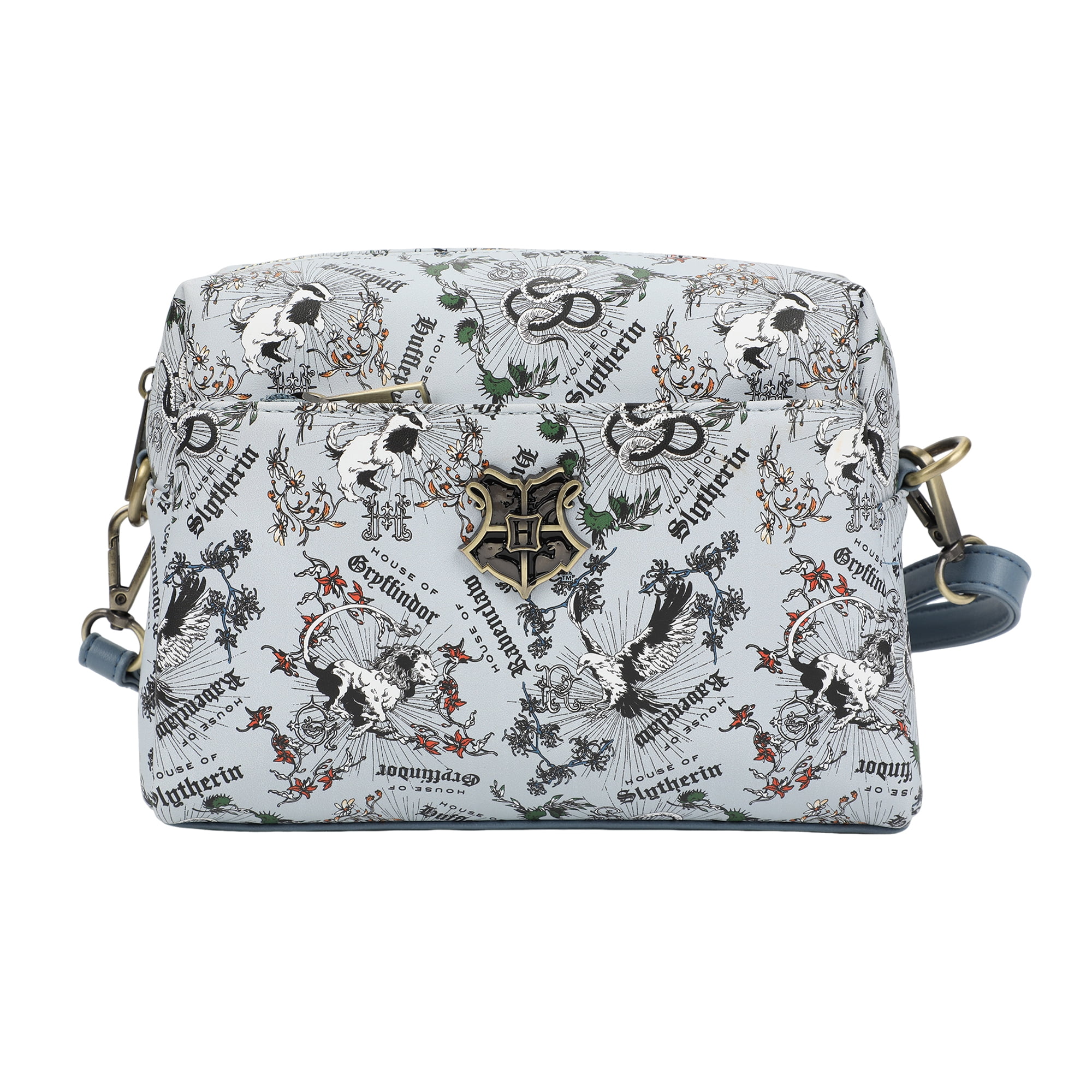 Harry Potter Hogwarts Crest Women s White Floral Crossbody Handbag Walmart