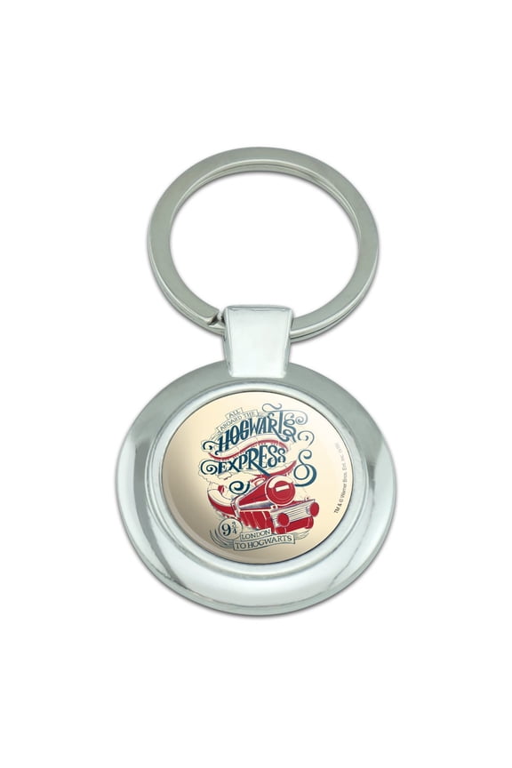 Harry Potter Hogwarts Express Keychain Classy Round Chrome Plated Metal