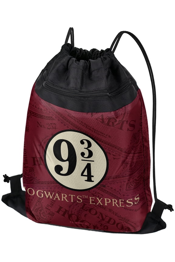 Harry Potter Hogwarts Express Tickets Drawstring Backpack Sports Bag Sackpack 17" x 13", Perfect for Gym, Yoga or Practice