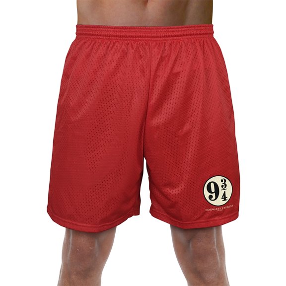 Harry Potter Hogwarts Express Tickets Mens Lined Mesh Shorts, Red, Large