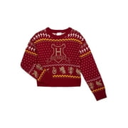 Harry Potter Hogwarts Girls Metallic Lurex Holiday Sweater, Sizes 4-16