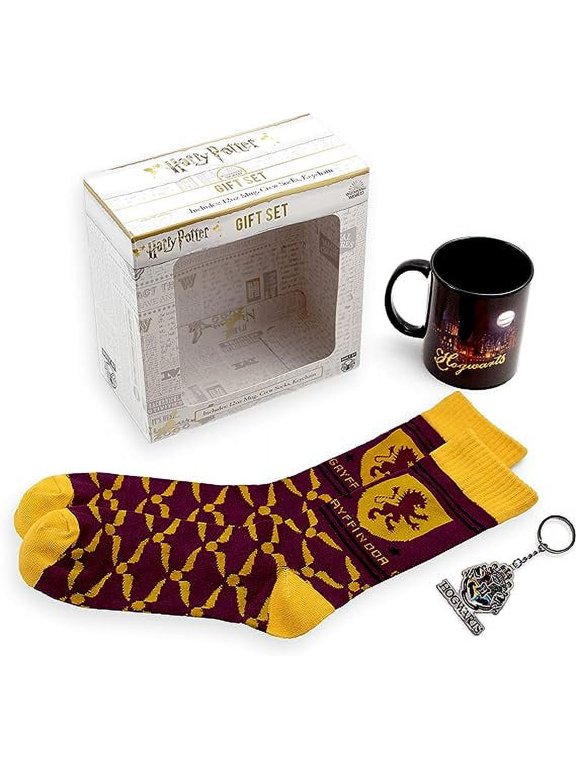 Harry Potter Hogwarts Gryffindor 3 Piece Muggle Gift Set Mug, Crew Socks, Keychain