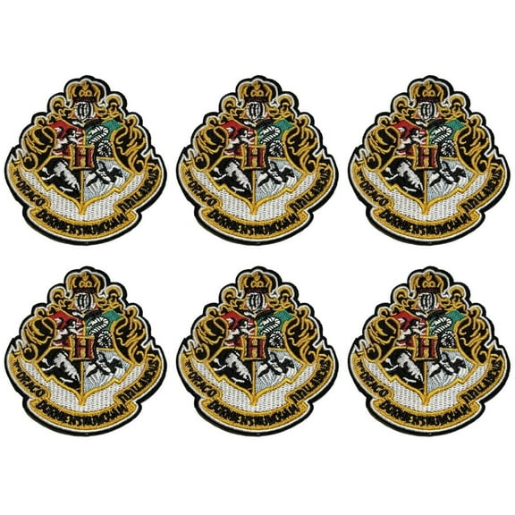 Harry Potter Hogwarts House Crest Iron on Patch Set of 6 Patches