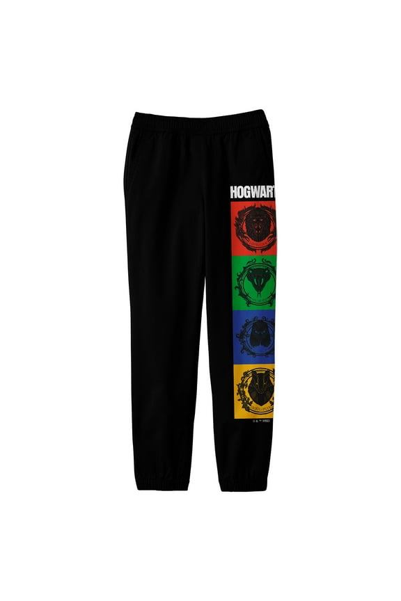 Harry Potter Hogwarts House Mascots Boy's Black Jogger Pants-XL