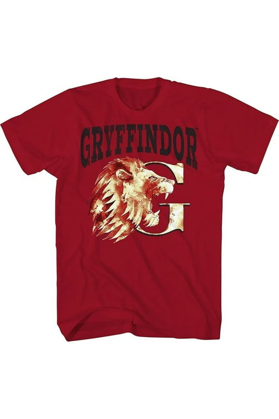 Harry Potter Hogwarts House Gryffindor Lion Animal Logo Graphic Short Sleeves T-Shirt for Youth / Kids Boys & Girls Red Tee, Small