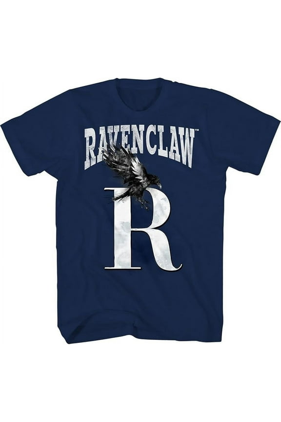 Harry Potter Hogwarts House Ravenclaw Lion Animal Logo Graphic Short Sleeves T-Shirt - Navy Blue Tee, Adult Unisex XX-Large