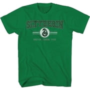Harry Potter Hogwarts House Slytherin 'Ambition Cunning Pride' Slogan T-Shirt for Boys & Girls, Youth Green Tee, Large