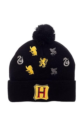 Hogwarts Houses Embroidered Logos Pom Beanie