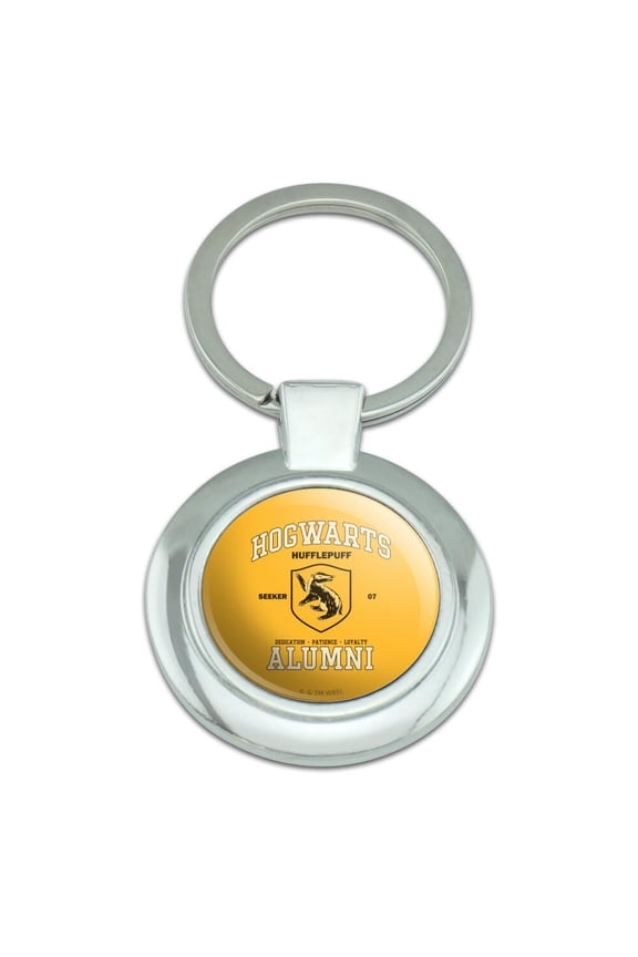 Harry Potter Hogwarts Hufflepuff Alumni Keychain Classy Round Chrome Plated Metal
