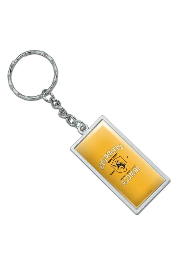 Harry Potter Hogwarts Hufflepuff Alumni Rectangle Keychain in Chrome Plated Metal