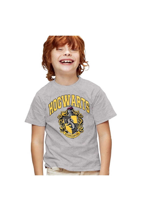 Hogwarts Hufflepuff Kids T Shirt for Youth Boys and Girls, Athletic Heather, Small