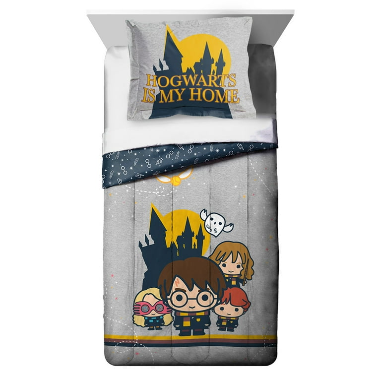 Harry Potter Hogwarts Icons Grey Twin Comforter Sham Set 100