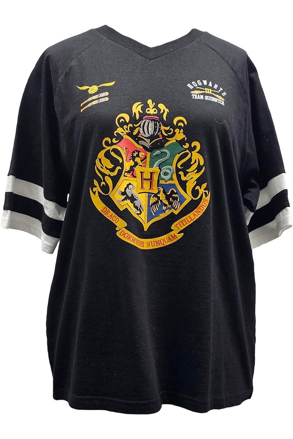 Hogwarts Ladies V-Neck Raglan Tee, XS-XL