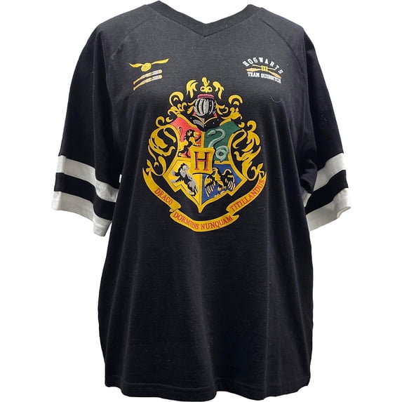 Harry Potter Hogwarts Ladies V-Neck Raglan Tee, XS-XL