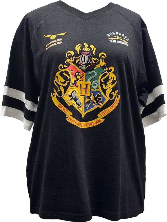 Hogwarts Ladies V-Neck Raglan Tee, XS-XL